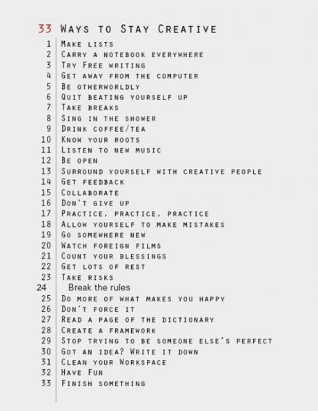33 Ways to stay creative